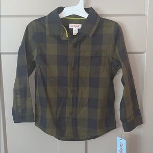 Cat & Jack toddler green and navy flannel shirt